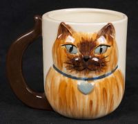 Siamese Cat Handpainted 3D Sculpted Artsy Coffee Mug